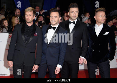 Londra, Regno Unito. Il 22 gennaio, 2019. Londra, Regno Unito. 22 gennaio 2019: Westlife presso il National TV Awards 2019 all'O2 Arena, Londra. Immagine: Steve Vas/Featureflash Credito: Paul Smith/Alamy Live News Foto Stock