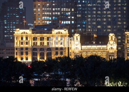 Shanghai, Shanghai, Cina. 23 gen 2019. Shanghai, Cina-paesaggio notturno del Bund a Shanghai in Cina. Credito: SIPA Asia/ZUMA filo/Alamy Live News Foto Stock