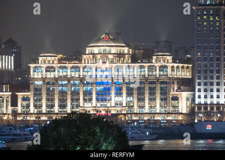 Shanghai, Shanghai, Cina. 23 gen 2019. Shanghai, Cina-paesaggio notturno del Bund a Shanghai in Cina. Credito: SIPA Asia/ZUMA filo/Alamy Live News Foto Stock