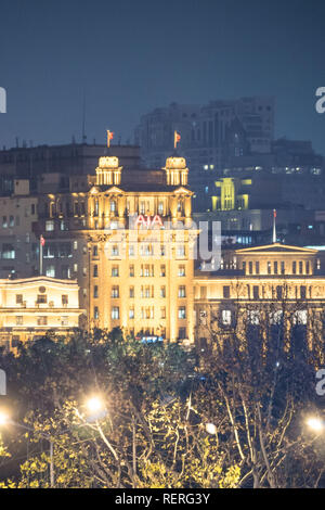 Shanghai, Shanghai, Cina. 23 gen 2019. Shanghai, Cina-paesaggio notturno del Bund a Shanghai in Cina. Credito: SIPA Asia/ZUMA filo/Alamy Live News Foto Stock