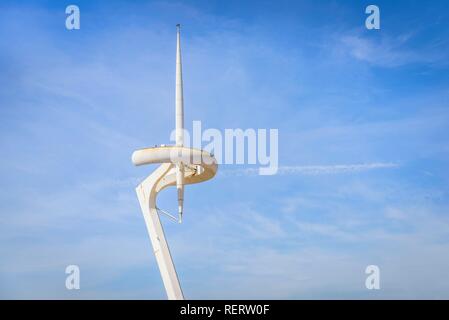 Torre Telefónica, Montjuic torre sul sito Olimpico, Montjuic, Barcellona, Spagna Foto Stock