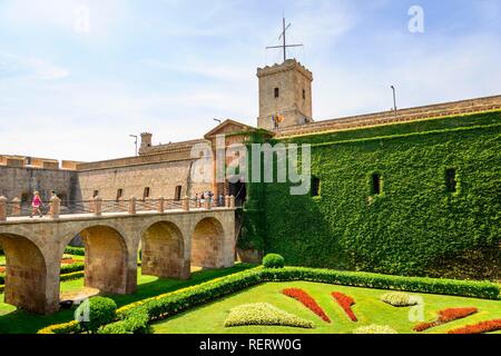 Castell de Montjuïc, Castello di Montjuïc, Barcellona, in Catalogna, Spagna Foto Stock