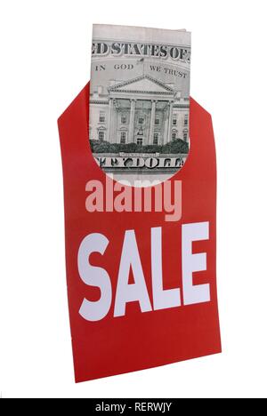 Soldi, lettering "ale", fotografia concettuale illustrante il calo dei tassi d'interesse, a buon mercato del credito e il valore della divisa Foto Stock