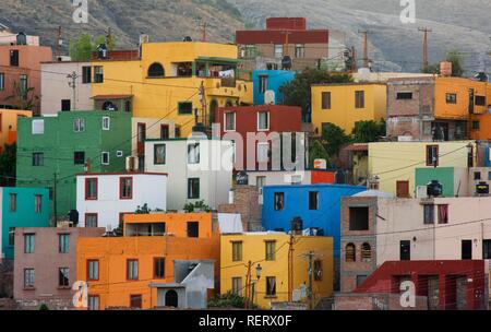 Vista sulla storica città di Guanajuato, Sito Patrimonio Mondiale dell'UNESCO, Provincia di Guanajuato, Messico Foto Stock