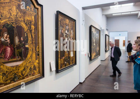 Groeningemuseum, Museo delle Belle Arti di raccolta di alloggiamento della primitiva fiamminga dipinti nella città di Bruges, Fiandre Occidentali, Belgio Foto Stock