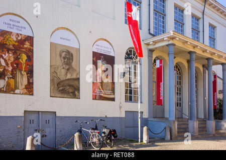 Xviii secolo museo Arentshuis mostra il lavoro dell'artista Anglo-Welsh, pittore Frank Brangwyn nella città di Bruges, Fiandre Occidentali, Belgio Foto Stock