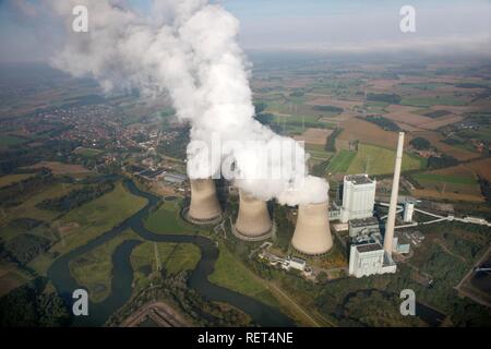 Werne-Stockum Power Plant, 'Gersteinwerk', azionato da gas naturale e il carbone, presso il fiume Lippe, Werne, Renania settentrionale-Vestfalia Foto Stock