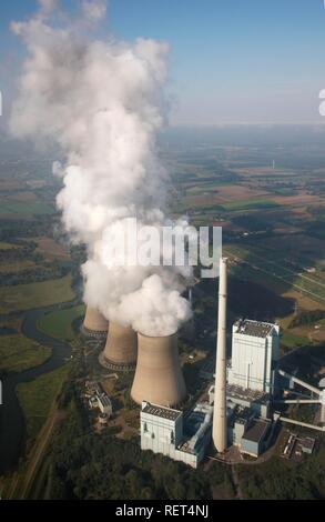 Werne-Stockum Power Plant, 'Gersteinwerk', azionato da gas naturale e il carbone, presso il fiume Lippe, Werne, Renania settentrionale-Vestfalia Foto Stock