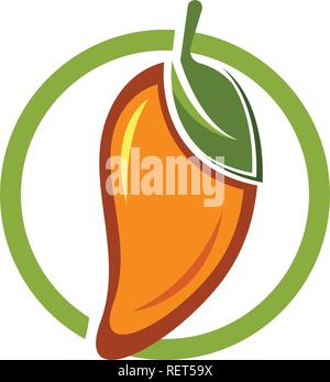 Frutti di mango, logo vettoriale Illustrazione Vettoriale