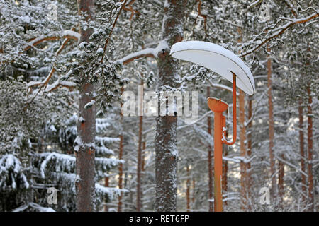 Sanatorio Paimio, illuminazione esterna. Progettato da architetto finlandese Alvar Aalto, completata nel 1933. Paimio, Finlandia. Il 19 gennaio 2019. Foto Stock