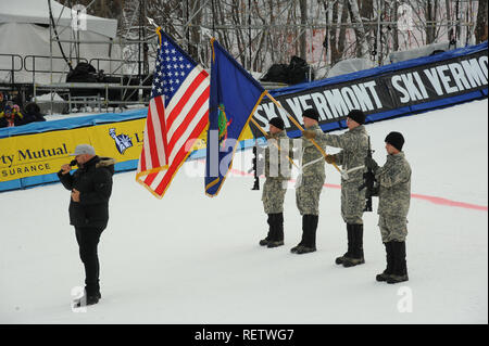 KILLINGTON, Stati Uniti d'America - 24 novembre: una vista generale alla cerimonia di apertura e atnem cantando in area di finitura durante l'Audi FIS Coppa del Mondo di Sci Alpino. Foto Stock