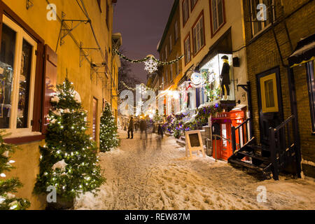 Vecchia Quebec city in inverno Foto Stock