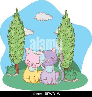 Cat all'aperto cartoon Illustrazione Vettoriale