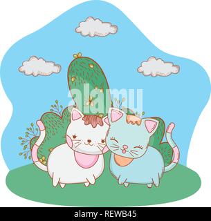 Cat all'aperto cartoon Illustrazione Vettoriale