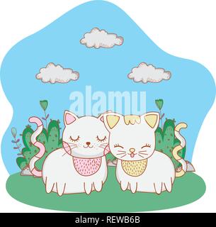 Cat all'aperto cartoon Illustrazione Vettoriale