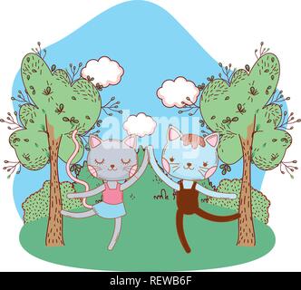 Cat all'aperto cartoon Illustrazione Vettoriale