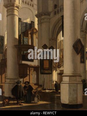 Interno di un protestante, chiesa gotica, con un gravediggers nel coro. Interieur van een protestantse gotische kerk incontrato motieven van de Oude en de Nieuwe Kerk te Amsterdam. Dating: 1669. Misurazioni: h 44.5 cm × W 33,5 cm. Museo: Rijksmuseum Amsterdam. Autore: Emanuel de Witte. Foto Stock