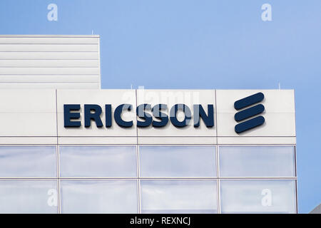 Gennaio 20, 2018 Santa Clara / CA / STATI UNITI D'AMERICA - Ericsson è un edificio situato nella Silicon Valley, South San Francisco Bay Area Foto Stock