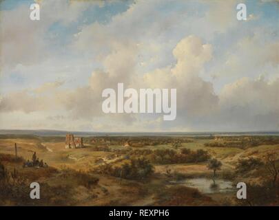 Vista di Haarlem. Vista sulle dune con le rovine del castello di Brederode vicino a Santpoort. Dating: 1844. Misurazioni: h 70 cm × W 94,2 cm; d 10 cm. Museo: Rijksmuseum Amsterdam. Autore: Andreas Schelfhout. Foto Stock