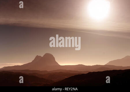 Suilven visto dal B869,Assynt, Highlands scozzesi Foto Stock