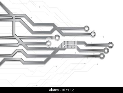Abstract tech metallico scheda di circuito di sfondo. Il design del vettore Illustrazione Vettoriale