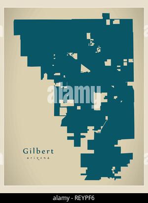 Città moderna mappa - Gilbert Arizona città degli STATI UNITI D'AMERICA Illustrazione Vettoriale