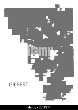 Gilbert Arizona mappa della città grigio silhouette di illustrazione Illustrazione Vettoriale