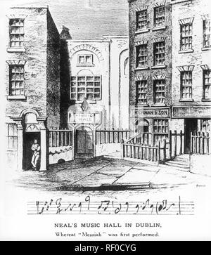 NEAL'S MUSICALI HALL,sfruttabili Street,Dublino. Handel il Messia ha ricevuto la sua prima performance qui il 13 aprile 1742 Foto Stock