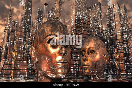 Una città controllati da intelligenza artificiale Foto Stock