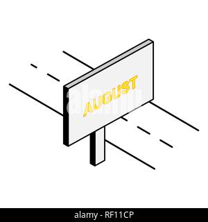 Affissioni per la strada con la scritta Agosto Illustrazione Vettoriale