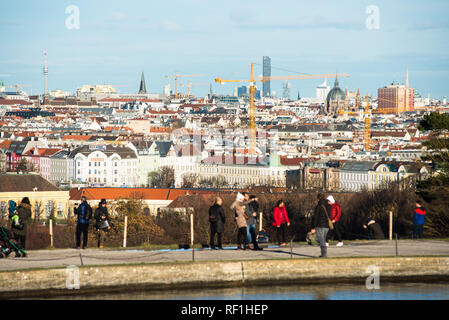 La città di Vienna con vista dello skyline della citta' dal Palazzo di Schönbrunn giardino. Austria. Foto Stock