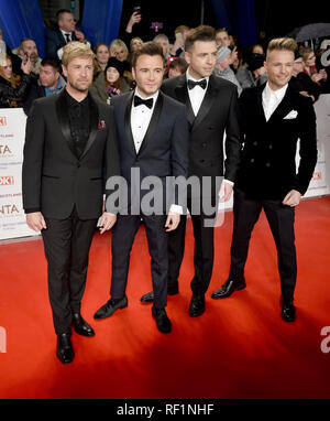 Foto deve essere accreditato ©Alpha premere 079965 22/01/2019 Westlife, Kian Egan, Shane Filan, Mark Mark e Nicky Byrne alla televisione nazionale NTA Awards 2019 tenutasi presso l'O2 a Londra Foto Stock