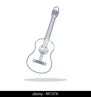 Illustrazione Vettoriale con la chitarra. La chitarra acustica. Strumento musicale a corda. Illustrazione Vettoriale