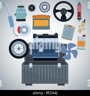 Fabbrica di automobili e parti di ricambio Illustrazione Vettoriale