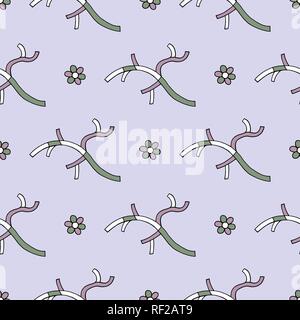 Abstract rami con fiori disegnati a mano vector seamless pattern. Primavera la natura disegno dello sfondo. Elegante texture di superficie per la progettazione, tessile, wrap Illustrazione Vettoriale