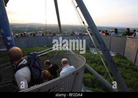 Turno supplementare, la lunga notte della cultura industriale, vulcano expedition tema, sulla Tetraeder, rifiuti - dump di Bottrop Foto Stock