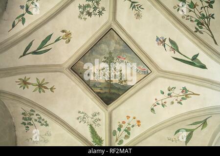 Giardino di erbe affresco sul soffitto della navata a San Michele Monastero, Michelsberg, Bamberg, Alta Franconia, Bavaria Foto Stock