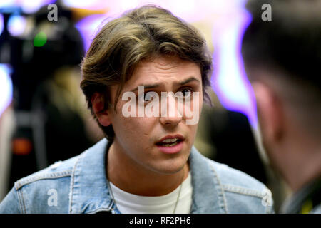 Jordan Clarke durante l'Eurovision incontrare gli artisti evento tenutosi presso la nuova BBC Broadcasting House, a Londra. Picture Data: mercoledì 23 gennaio, 2019. Foto di credito dovrebbe leggere: Ian West/PA FILO Foto Stock