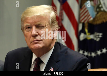 Washington, DC. 23 gen 2019. Il Presidente degli Stati Uniti, Trump winks durante una fiera e prezzi onesti nella sanità tavola rotonda presso la casa bianca a gennaio 23, 2019 a Washington, DC. Credito: Yuri Gripas/Piscina via CNP | Utilizzo di credito in tutto il mondo: dpa/Alamy Live News Foto Stock