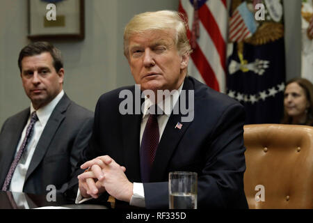 Washington, DC. 23 gen 2019. Il Presidente degli Stati Uniti, Trump winks durante una fiera e prezzi onesti nella sanità tavola rotonda presso la casa bianca a gennaio 23, 2019 a Washington, DC. Credito: Yuri Gripas/Piscina via CNP | Utilizzo di credito in tutto il mondo: dpa/Alamy Live News Foto Stock