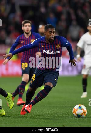 Siviglia, Spagna. 23 gennaio, 2019. Malcom durante la partita che appartiene ai quarti di finale della Copa del Rey, rivolta a Sevilla FC ed FC Barcelona, al Ramon Sanchez Pizjuan Stadium, Siviglia Andalusia Spagna, 23 gennaio 2019, foto: Cristobal Duenas / Cordon Premere Cordon Premere Credito: CORDON PREMERE/Alamy Live News Foto Stock