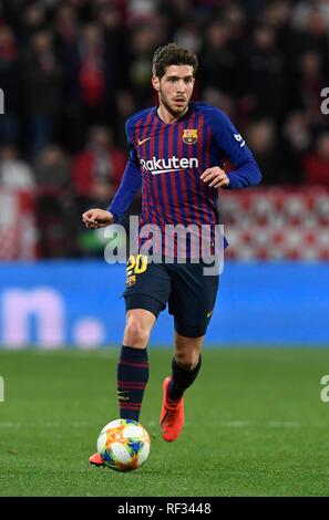 Siviglia, Spagna. 23 gennaio, 2019. Sergi Roberto durante la partita appartenente ai quarti di finale della Copa del Rey, rivolta a Sevilla FC ed FC Barcelona, al Ramon Sanchez Pizjuan Stadium, Siviglia Andalusia Spagna, 23 gennaio 2019, foto: Cristobal Duenas / Cordon Premere Cordon Premere Credito: CORDON PREMERE/Alamy Live News Foto Stock