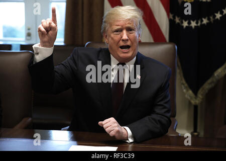 Washington, Distretto di Columbia, Stati Uniti d'America. 23 gen 2019. Il Presidente degli Stati Uniti, TRUMP parla ai giornalisti durante un incontro con i leader conservatore sulla sua proposta in materia di immigrazione alla Casa Bianca di Washington, DC. Credito: Yuri Gripas/CNP/ZUMA filo/Alamy Live News Foto Stock