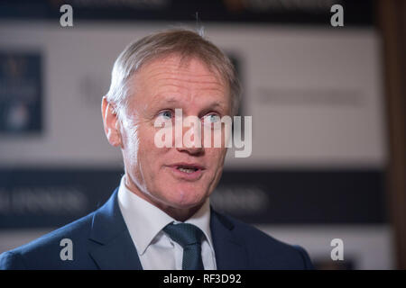 Guinness Sei Nazioni di Rugby lancio a Hurlingham Club di Londra - 23 gennaio 2019 l'Irlanda Head Coach Joe Schmidt. Foto Stock