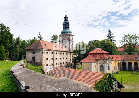 Barocco Plasy cistercense monastero, regione di Plzen, Repubblica Ceca, soleggiata giornata estiva Foto Stock