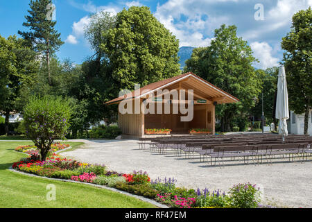 Il parco e bandstand a Ruhpolding, Alta Baviera, Germania, Europa. Foto Stock