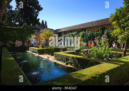 Patio de la Sultana al Generalife Palace, Alhambra Granada Spagna Foto Stock