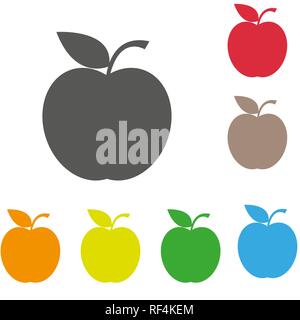 Apple dai colori intensi icone piatta in bordi curvi su sfondo bianco.eps 10. Illustrazione Vettoriale