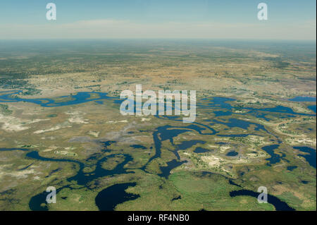 L'Okavango Delta in Botswana è un famoso e dynamic ecostem dove il livello di acqua nelle paludi cambiare drasticamente nel corso delle stagioni Foto Stock