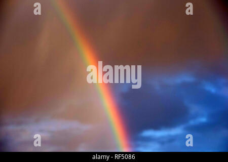 Un arcobaleno compare in Phoenix, Arizona dopo una tempesta di pioggia. Foto Stock